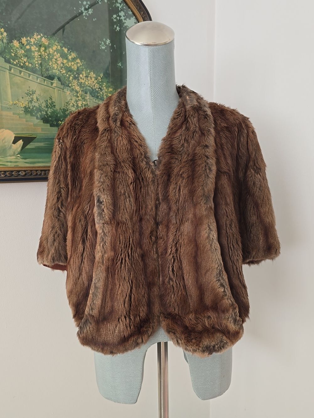 Klines | Vintage Brown Faux Fur Short Cape